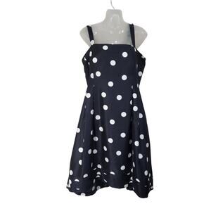 Jessica Howard Polka Dot Sleeveless Fit & Flare Dress Black White Size 16